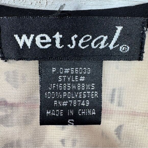 Wet Seal Leopard Face Print Sheer High Low Tank Top Shirt Tan Brown Small - Picture 8 of 10